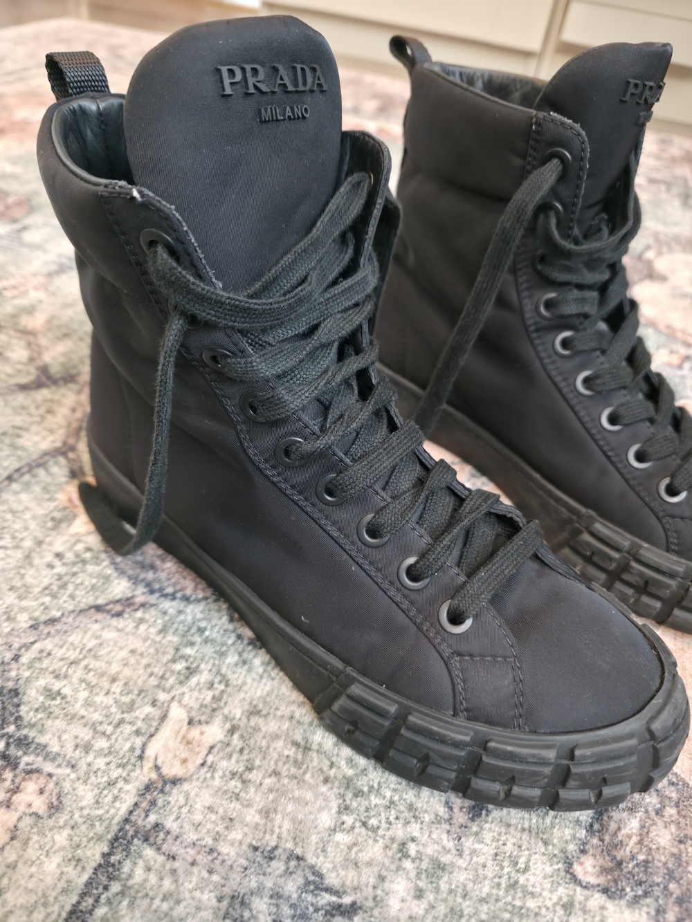 PRADA Milano Men's Black High-Top Sneakers